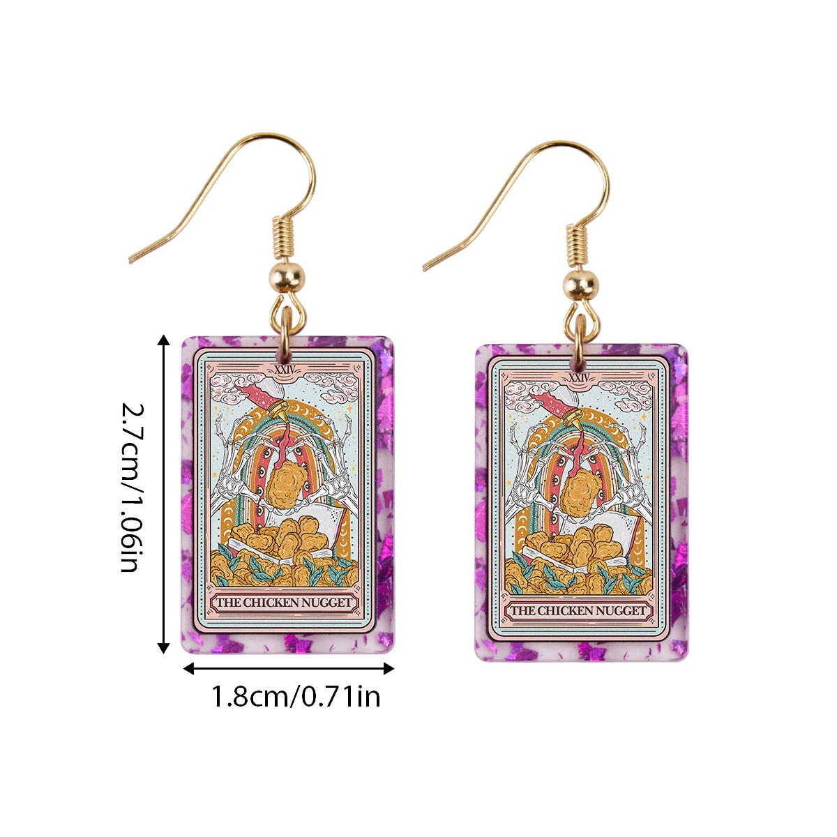 Purplehecate The Chicken Nugget Tarot Purple fragments Acrylic Earrings