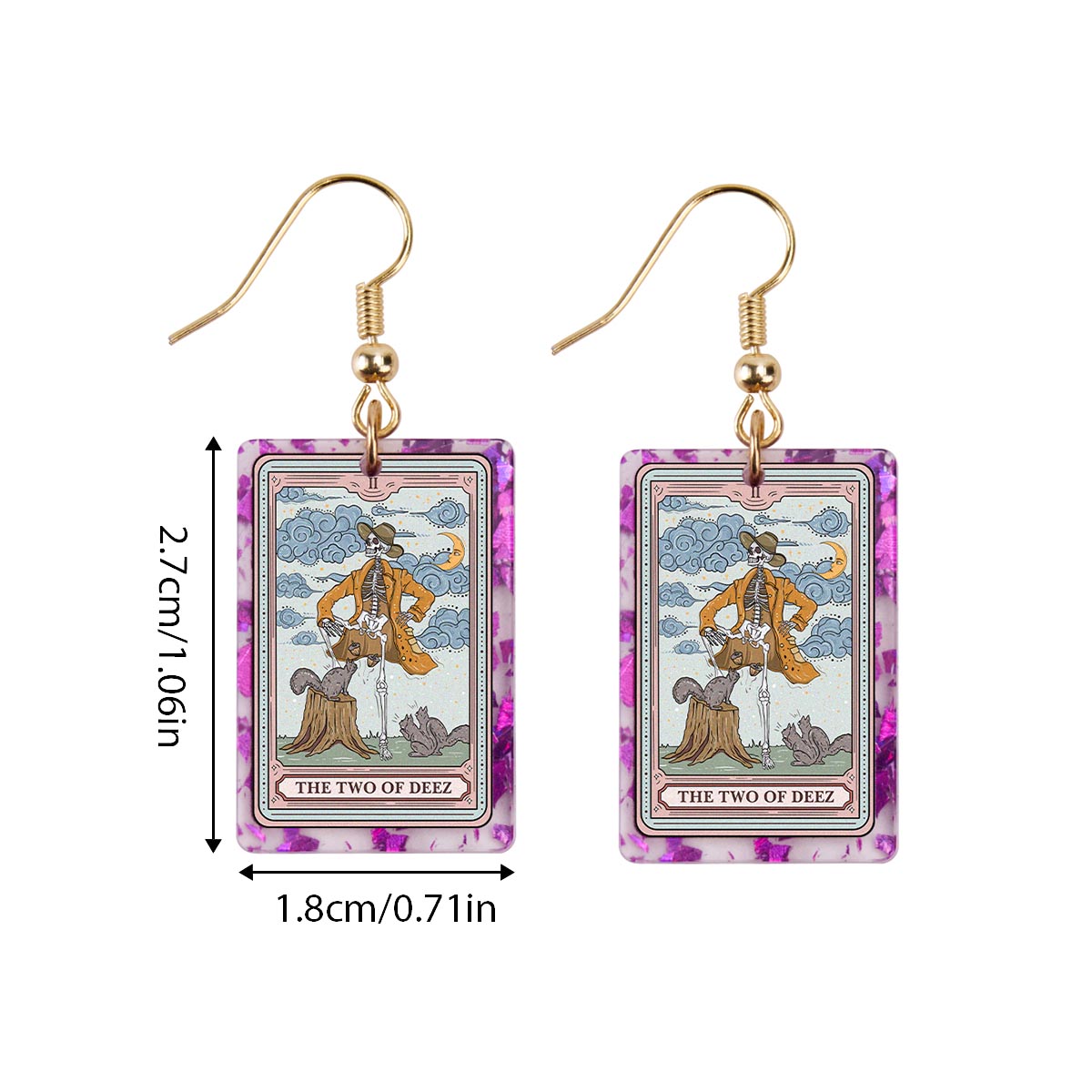 Purplehecate The Two Of Deez Tarot Purple fragments Acrylic Earrings