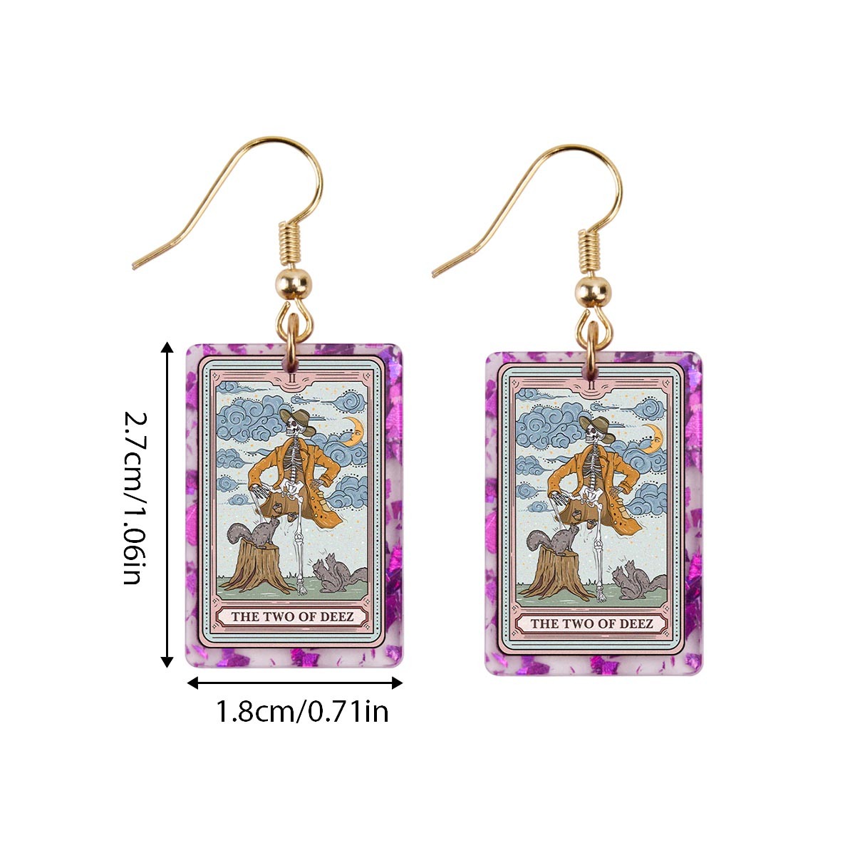 Purplehecate The Two Of Deez Tarot Purple fragments Acrylic Earrings