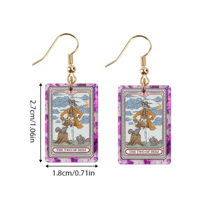 Purplehecate The Two Of Deez Tarot Purple fragments Acrylic Earrings