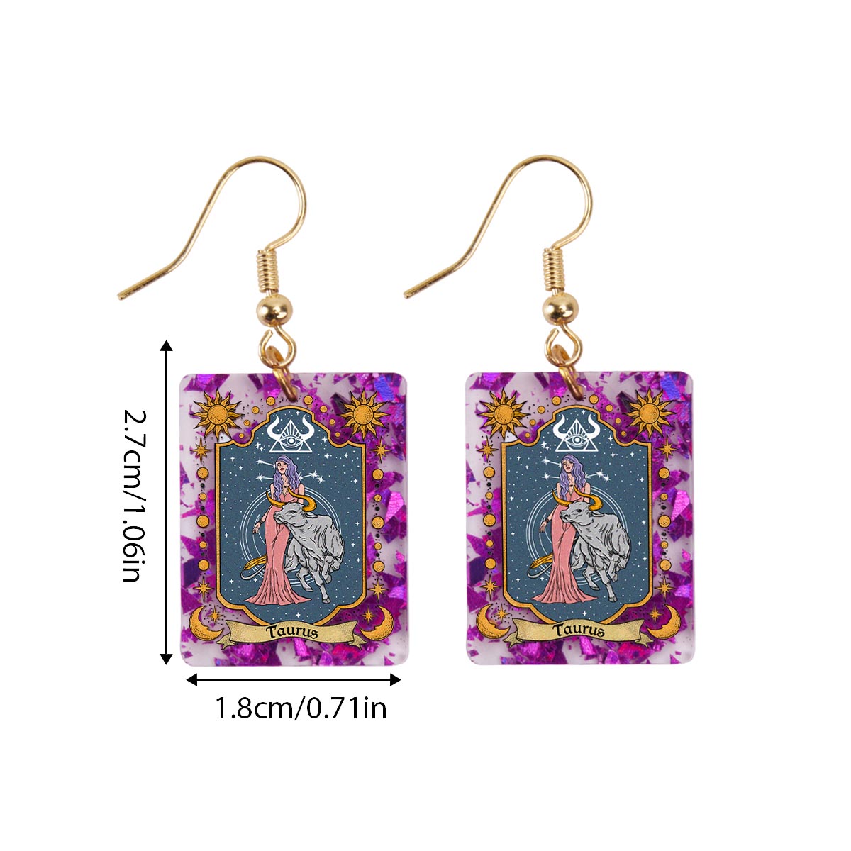 Purplehecate Taurus Zodiac Purple fragments Acrylic Earrings