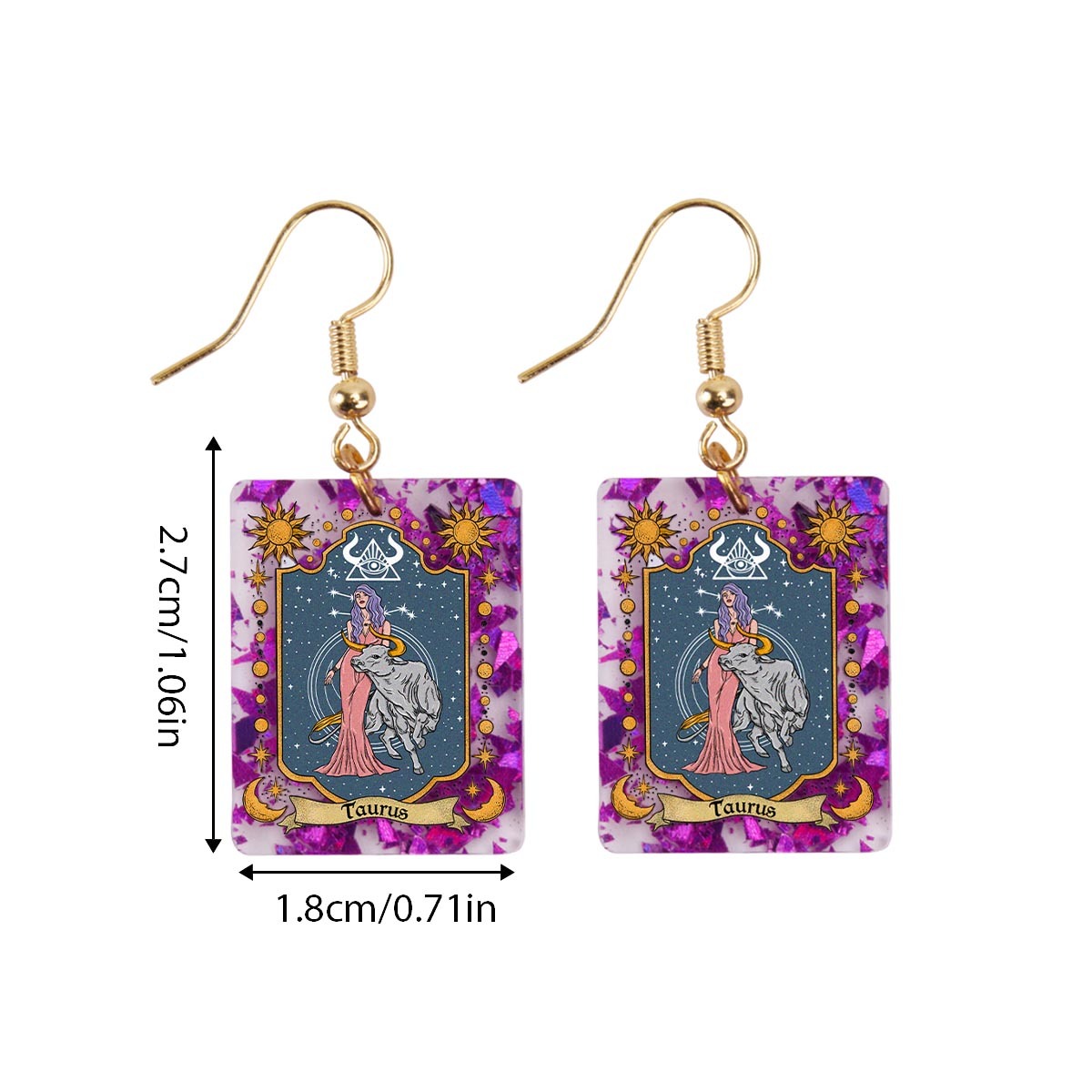 Purplehecate Taurus Zodiac Purple fragments Acrylic Earrings