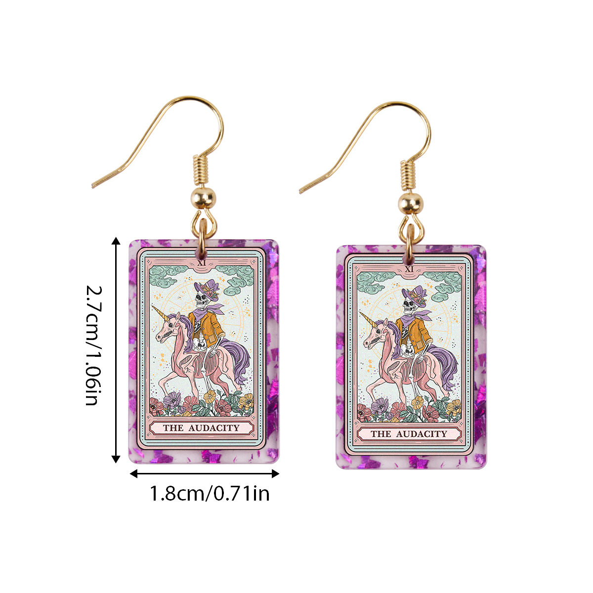Purplehecate The Audacity Tarot Card Purple fragments Acrylic Earrings