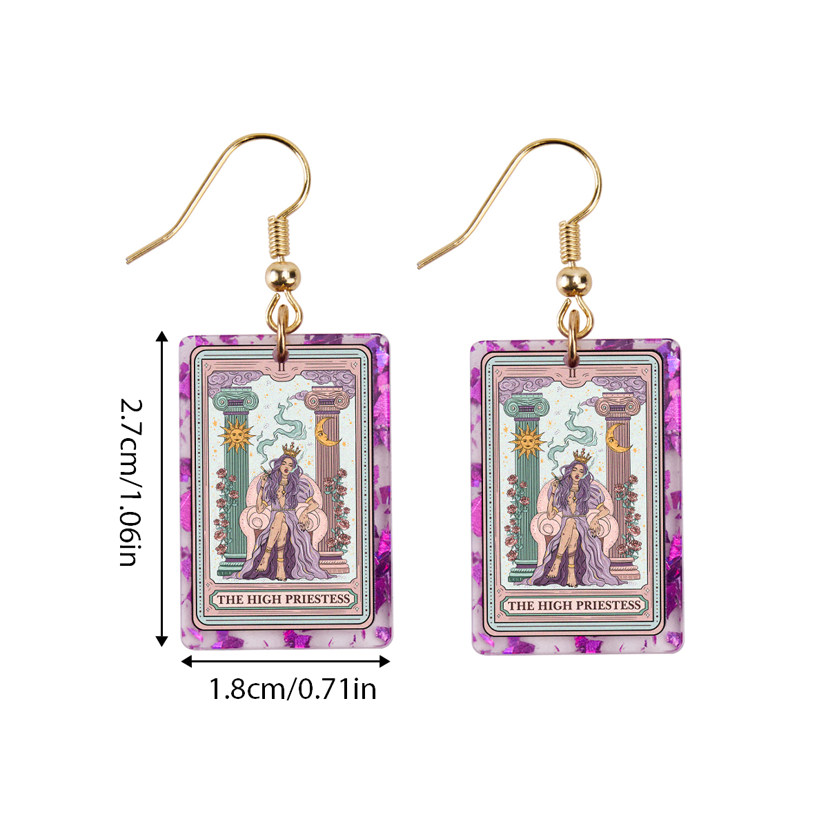 Purplehecate The High Priestess Tarot Card Purple fragments Acrylic Earrings