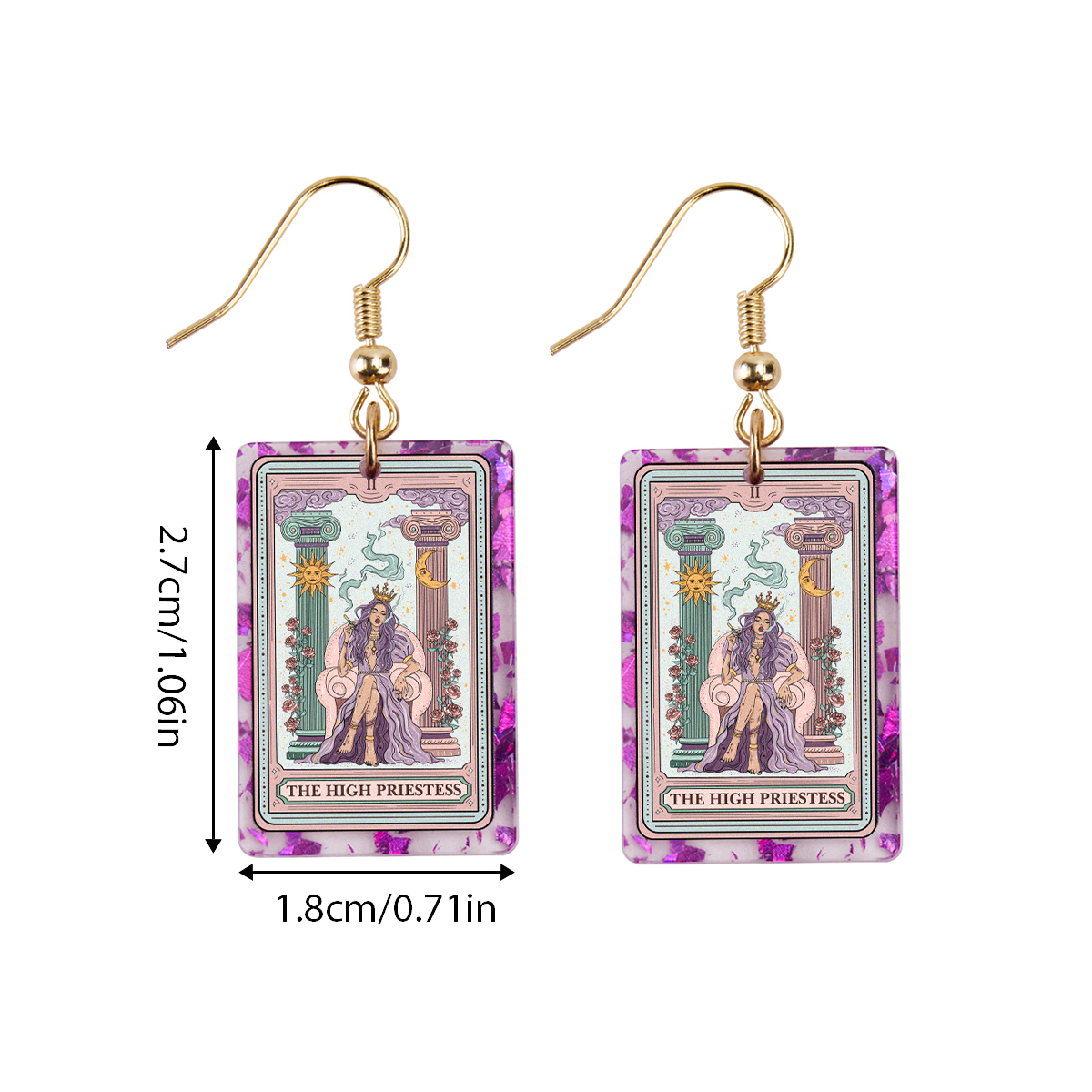 Purplehecate The High Priestess Tarot Card Purple fragments Acrylic Earrings