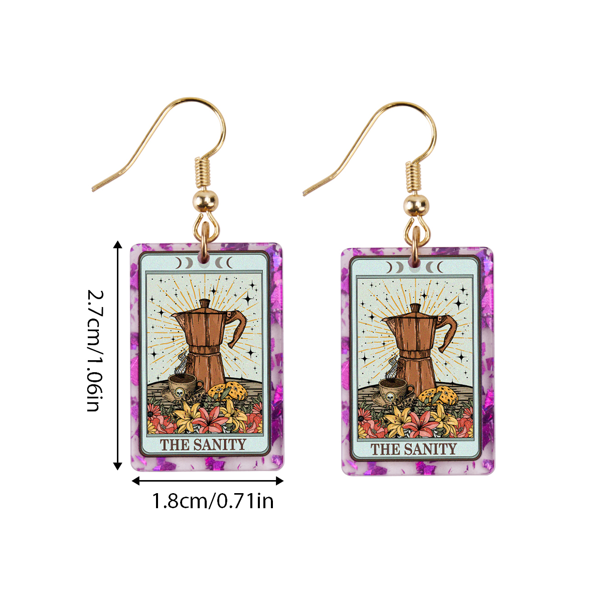 Purplehecate The Sanity Tarot Purple fragments Acrylic Earrings