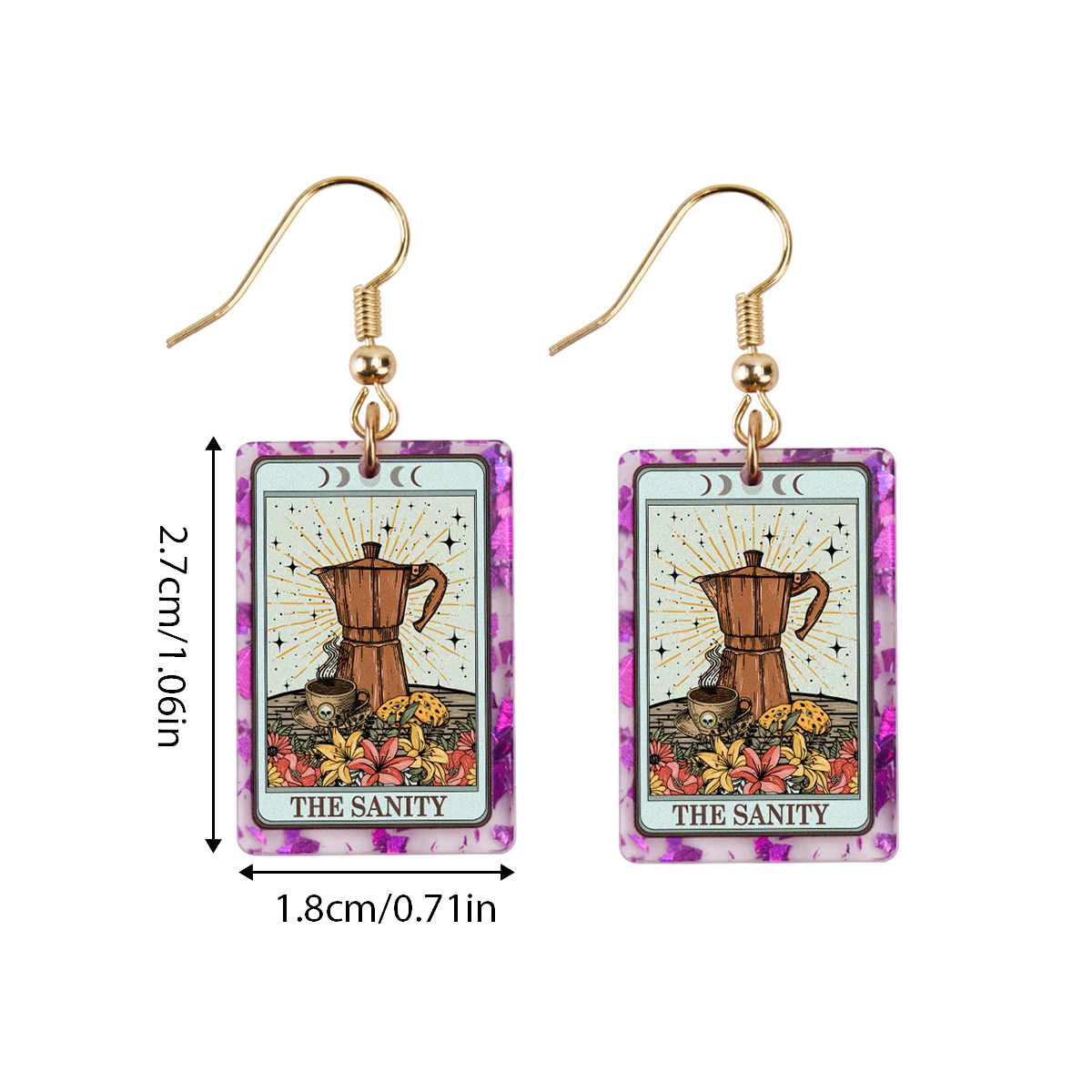 Purplehecate The Sanity Tarot Purple fragments Acrylic Earrings