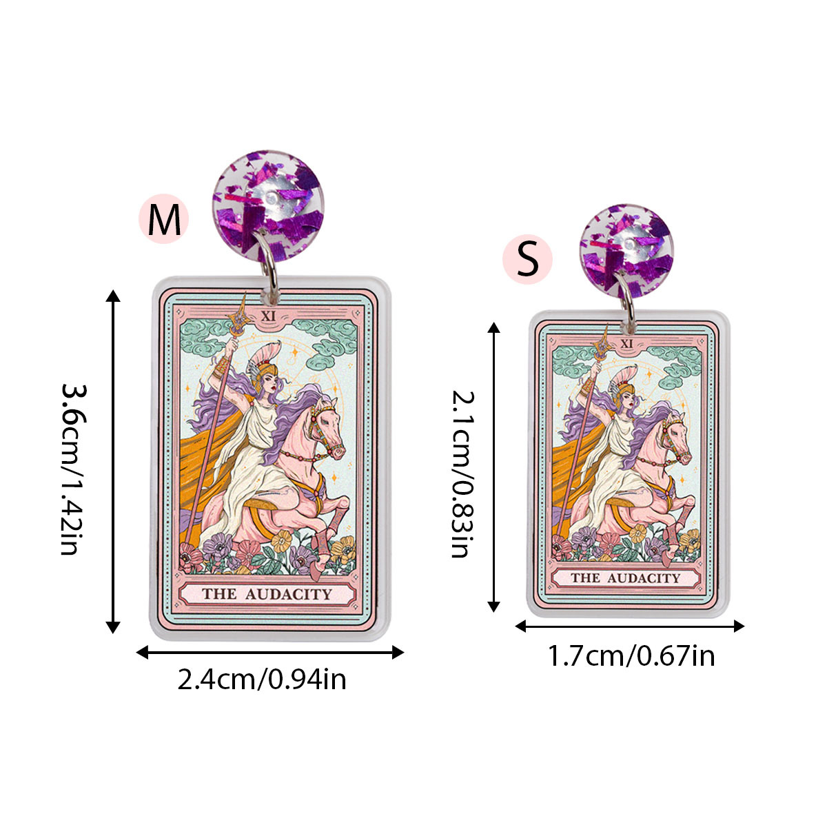 Purplehecate The Audacity Tarot Card Acrylic Earrings