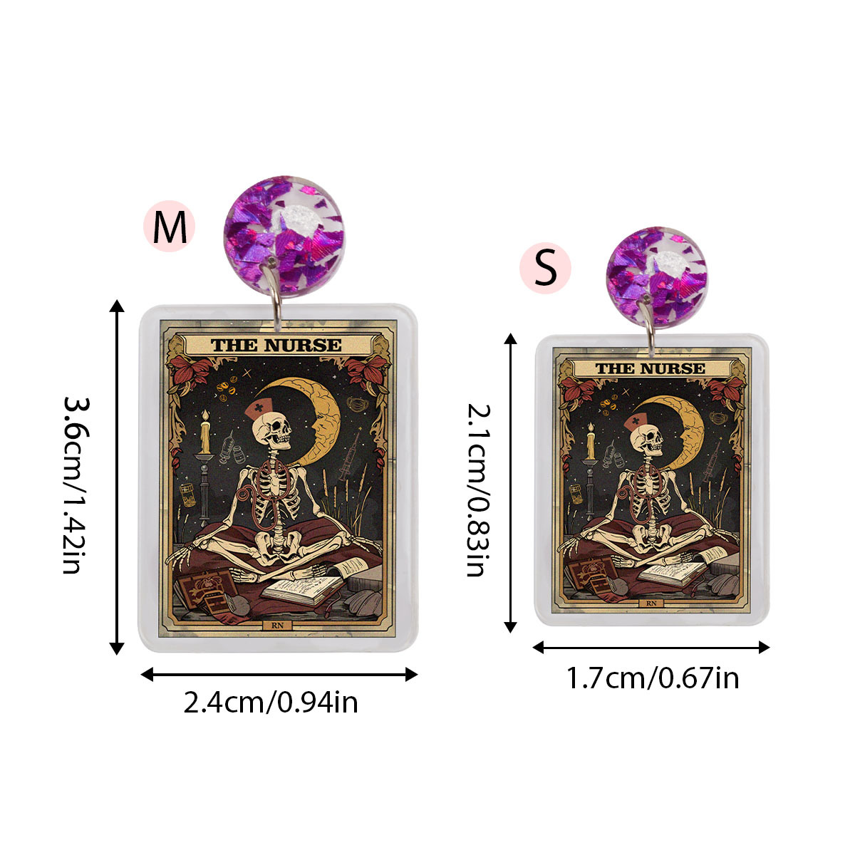 Purplehecate The Nurse Tarot Card Acrylic Earrings