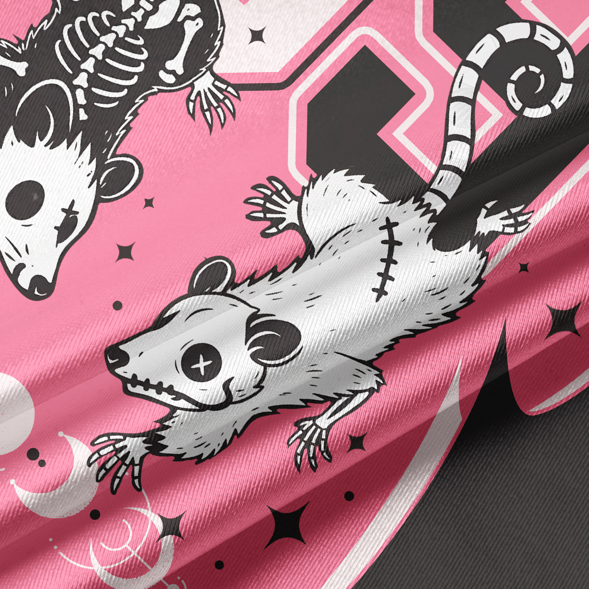 Purplehecate Moonlit Skeleton Rats Crop Jersey Top