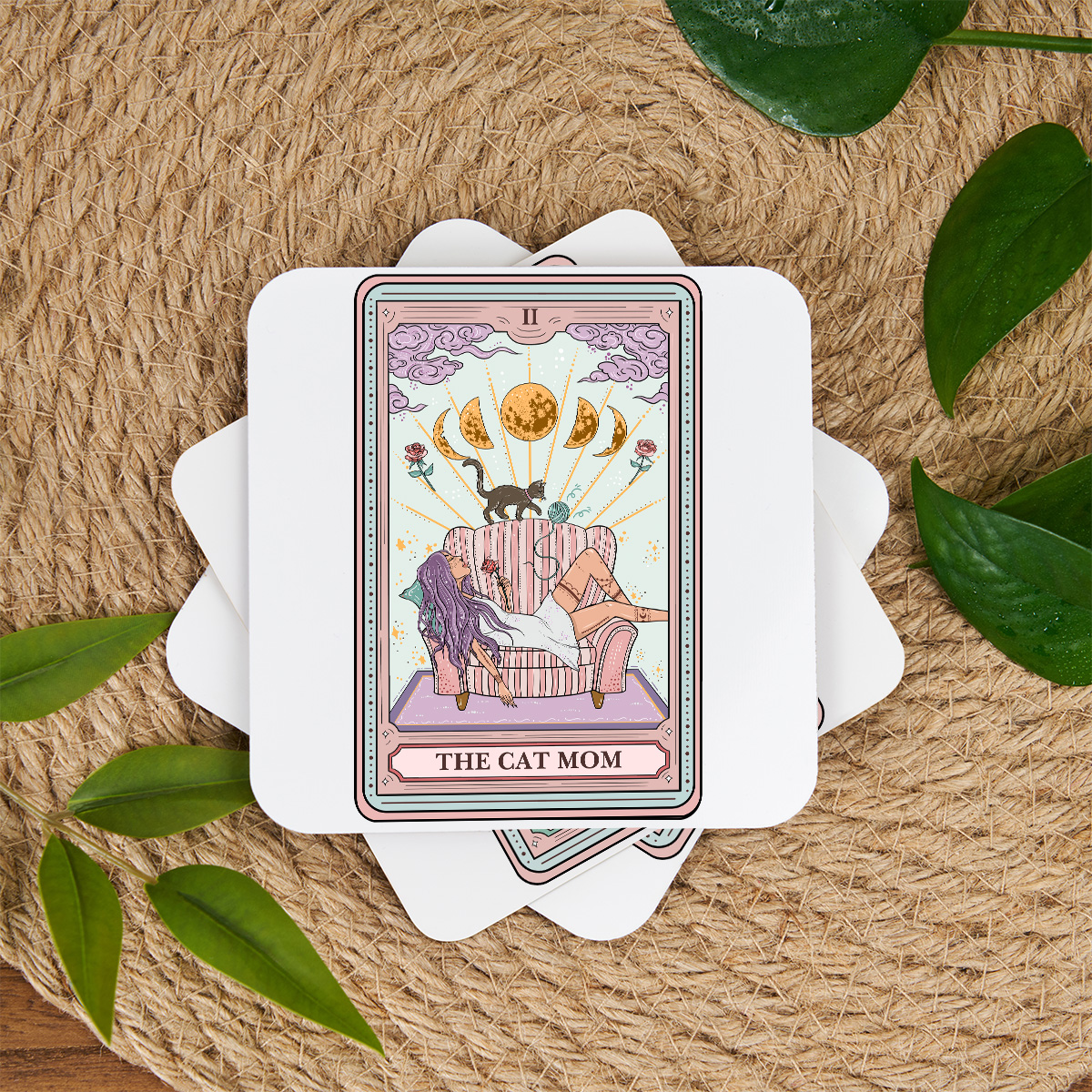 Purplehecate The Cat Mom Tarot Coaster