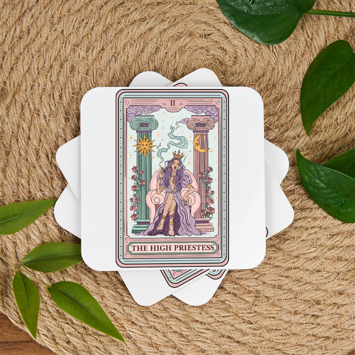 Purplehecate The High Priestess Tarot Card Coaster