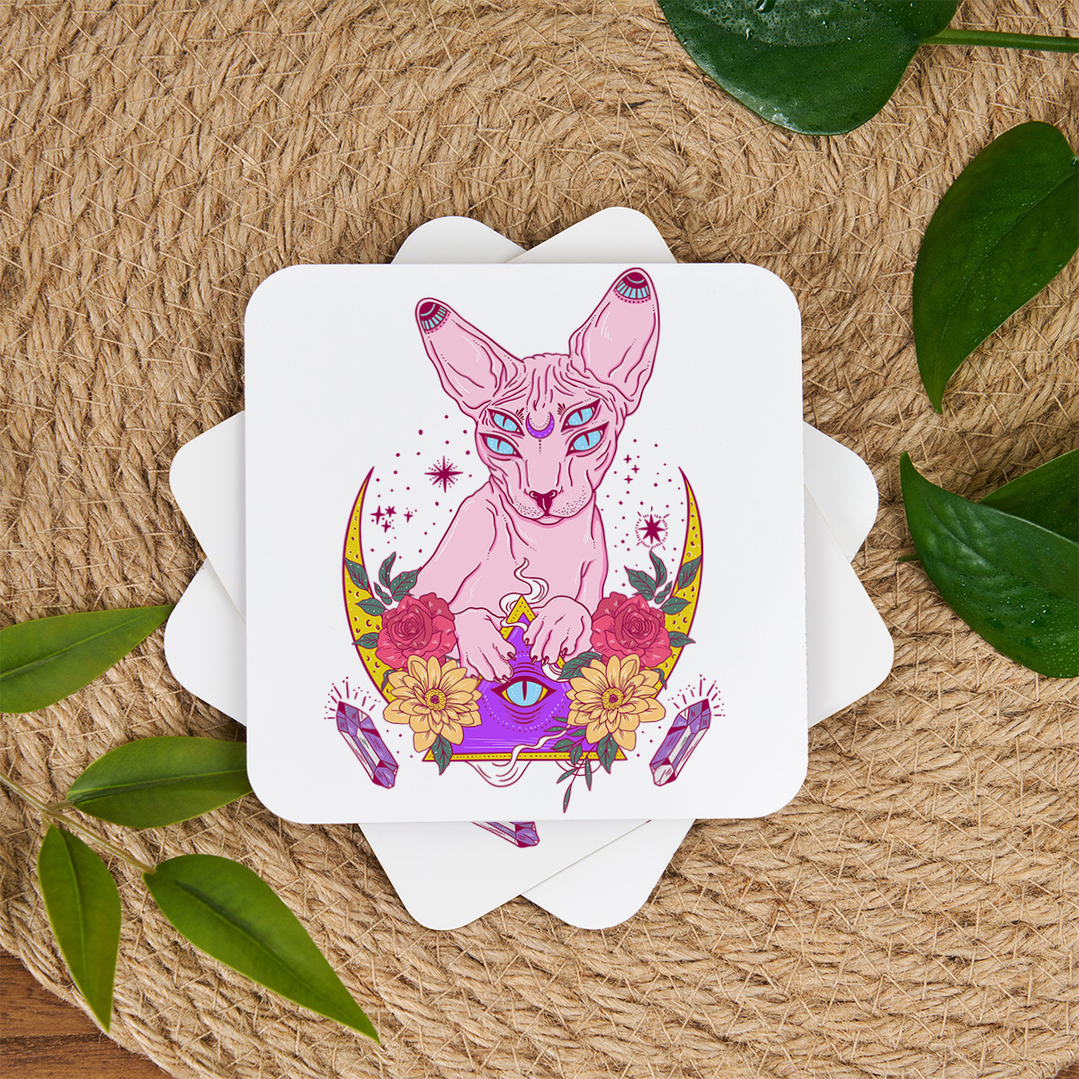 Purplehecate Moon Phase Cat Coaster