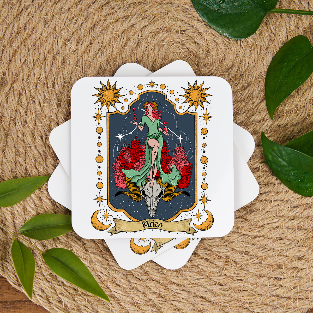 Purplehecate Aries Zodiac Coaster