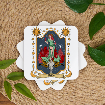 Purplehecate Aries Zodiac Coaster