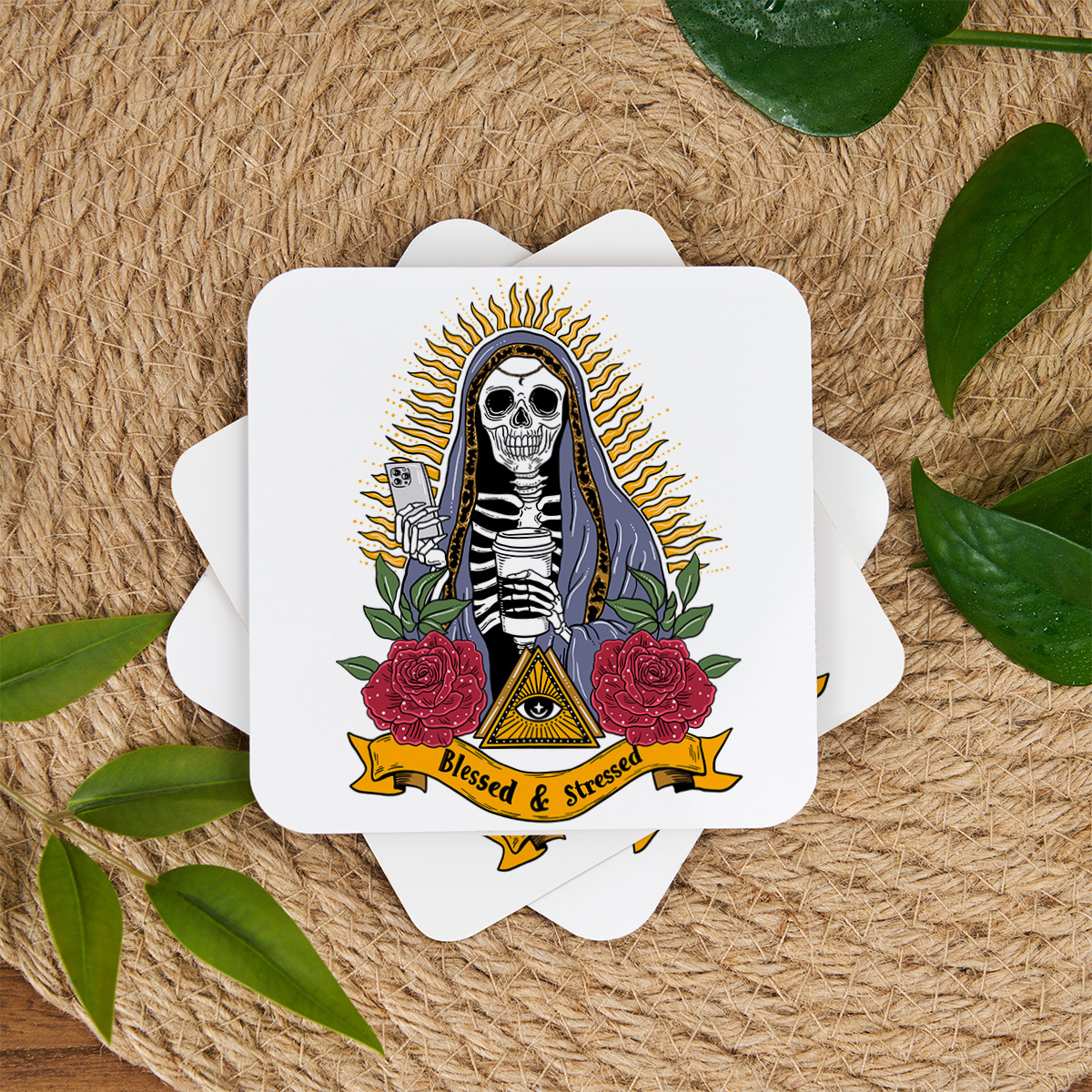 Purplehecate Blessed And Stressed Coaster