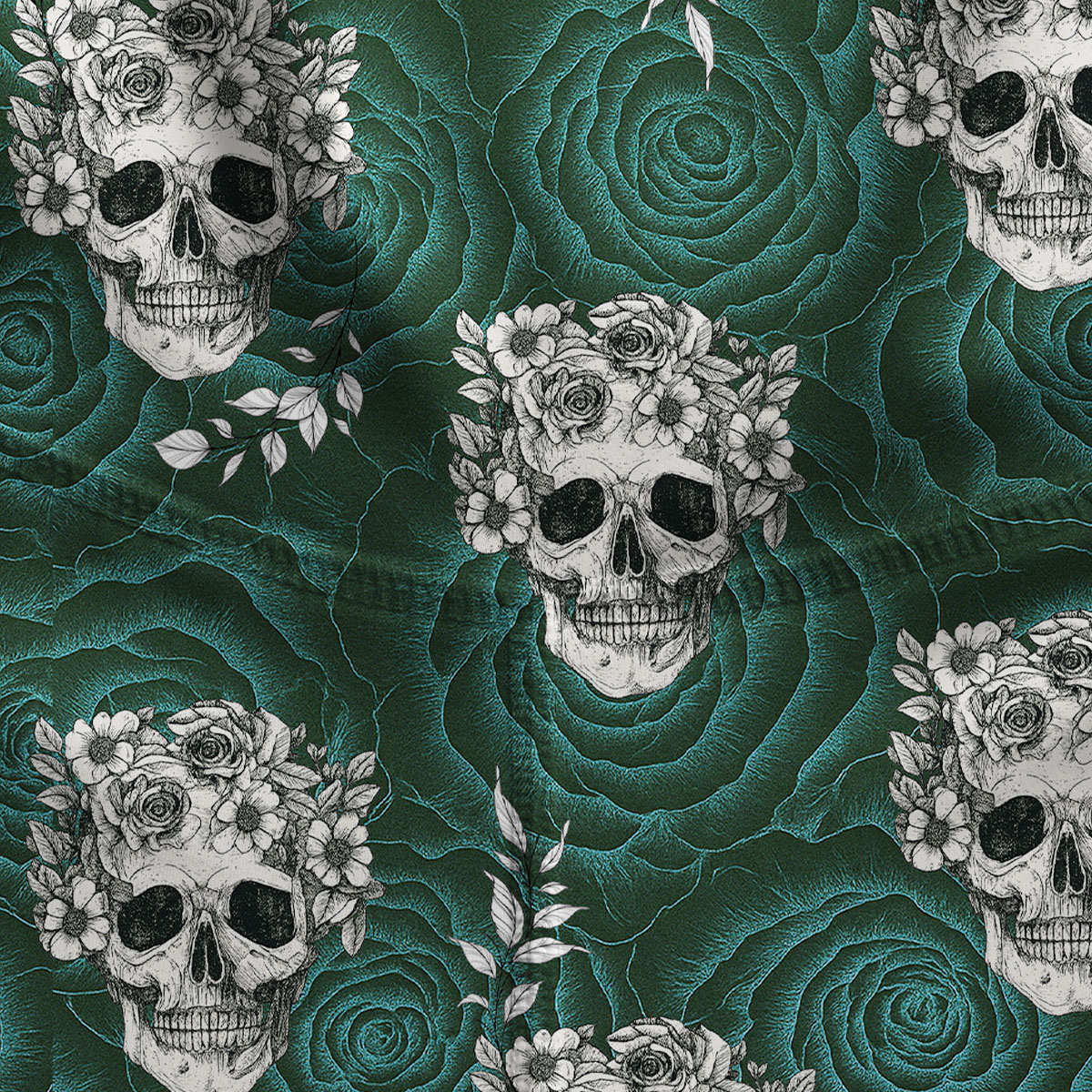 Purplehecate Rose Skull Yoga Pants