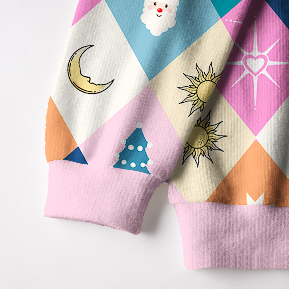 Purplehecate Whimsical Holiday Patchwork Fuzzy Ugly Christmas Sweatshirt