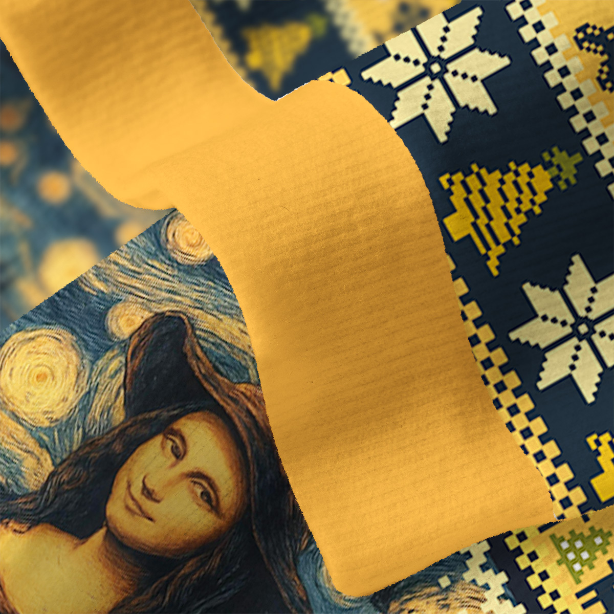 Purplehecate Mona Lisa Under the Starry Sky Ugly Cardigan Sweaters