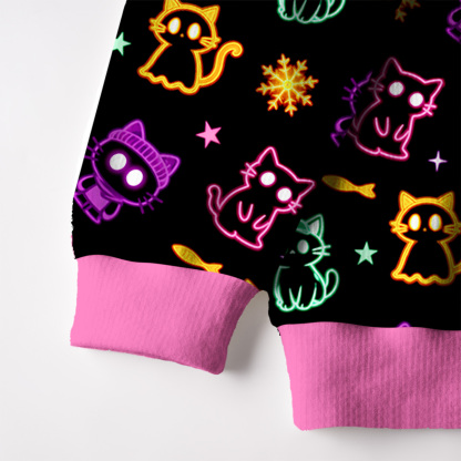 Purplehecate Neon Cat Party Ugly Cardigan Sweaters