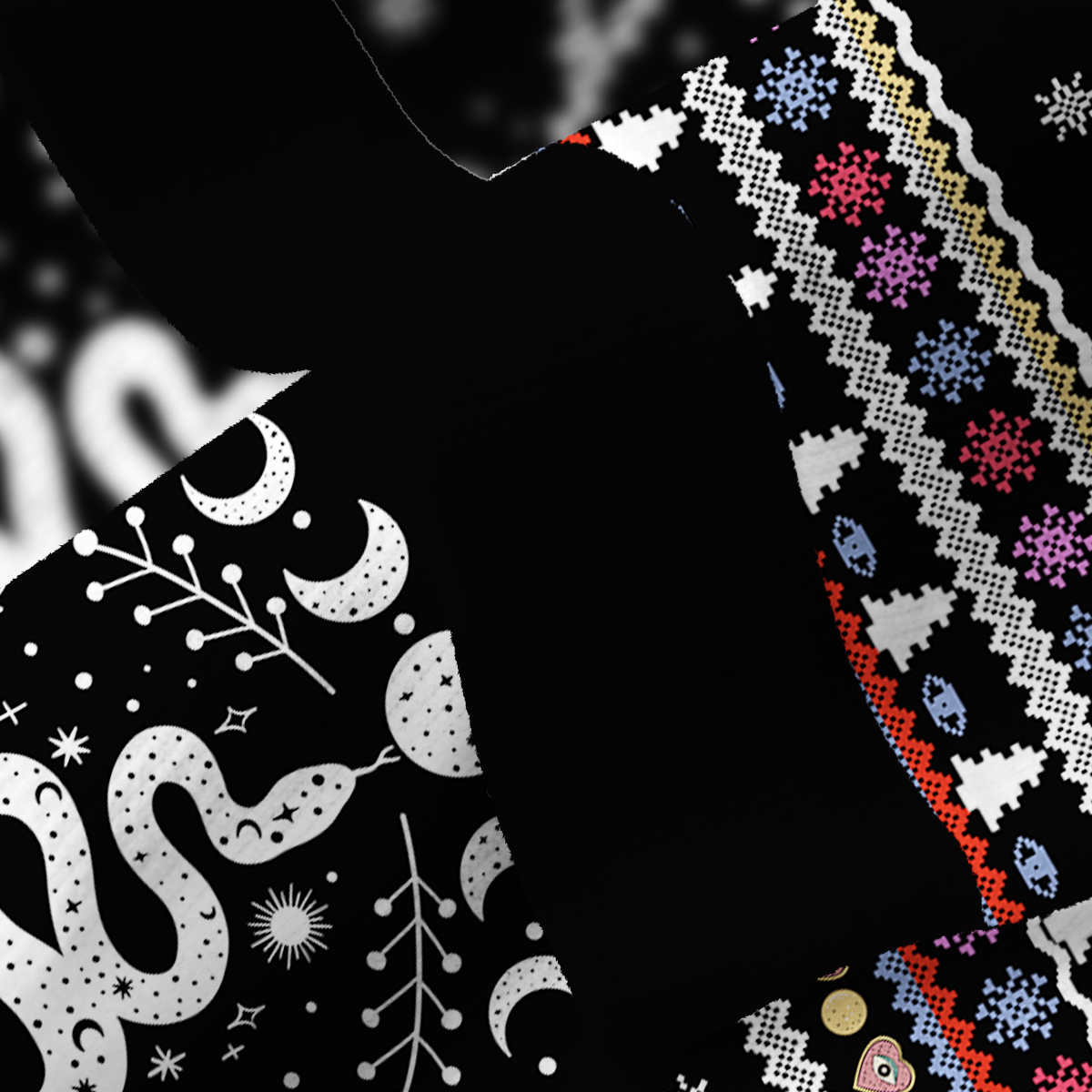 Purplehecate Snake And Moon Phase Fuzzy Ugly Christmas Sweatshirt