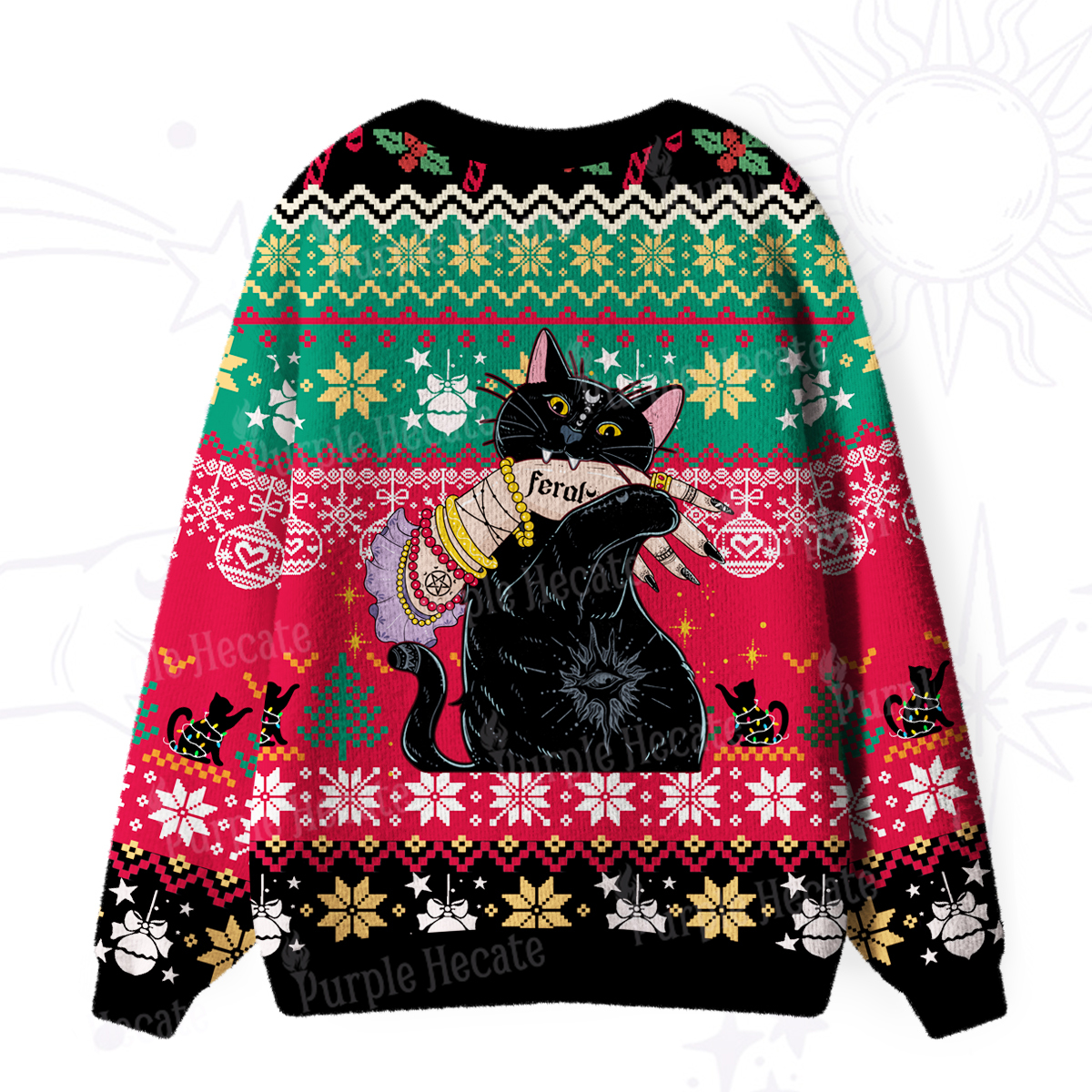 Purplehecate Feral Cat Ugly Cardigan Sweaters