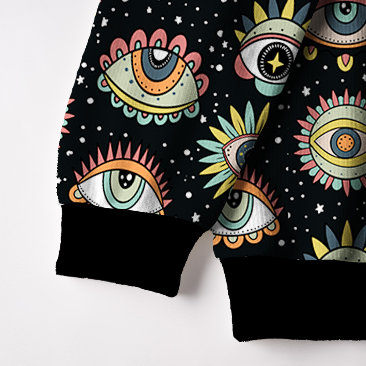 Purplehecate Mystical Evil Eye Pattern Fuzzy Ugly Sweatshirt