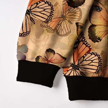 Purplehecate Monarch Butterfly Print Ugly Cardigan Sweaters