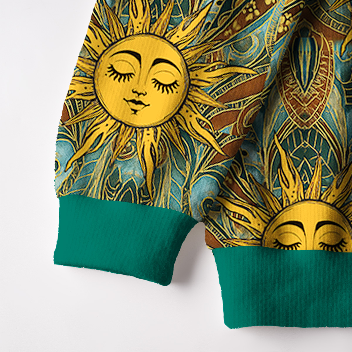 Purplehecate Golden Sun Wheel Ugly Cardigan Sweaters