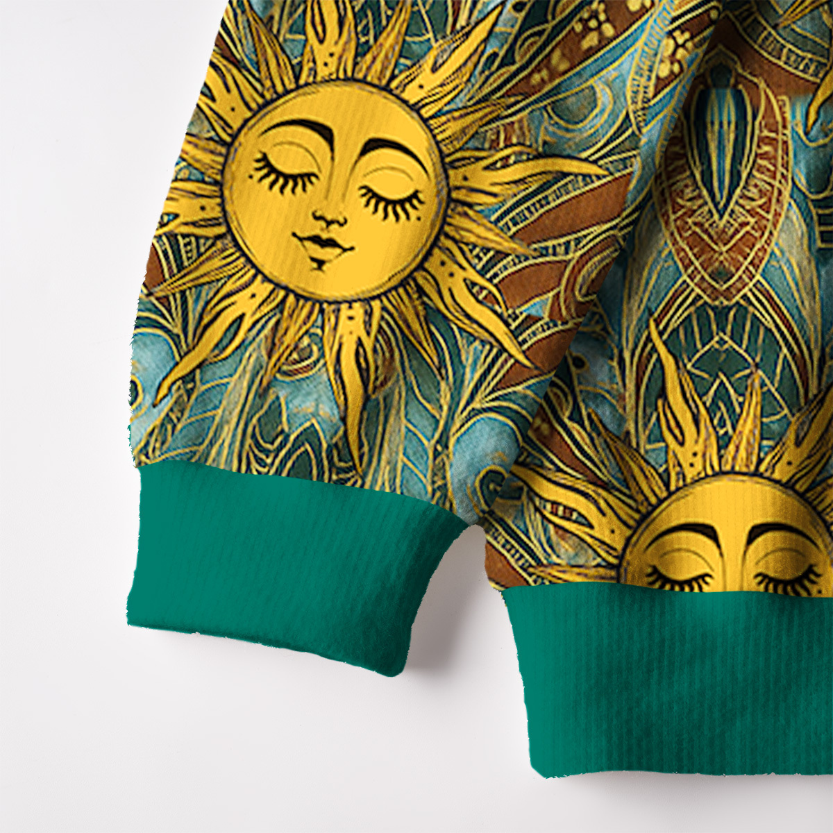 Purplehecate Golden Sun Wheel Ugly Cardigan Sweaters