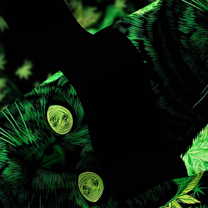 Purplehecate Trippy Glow Cat 420 Vibes Ugly Cardigan Sweaters