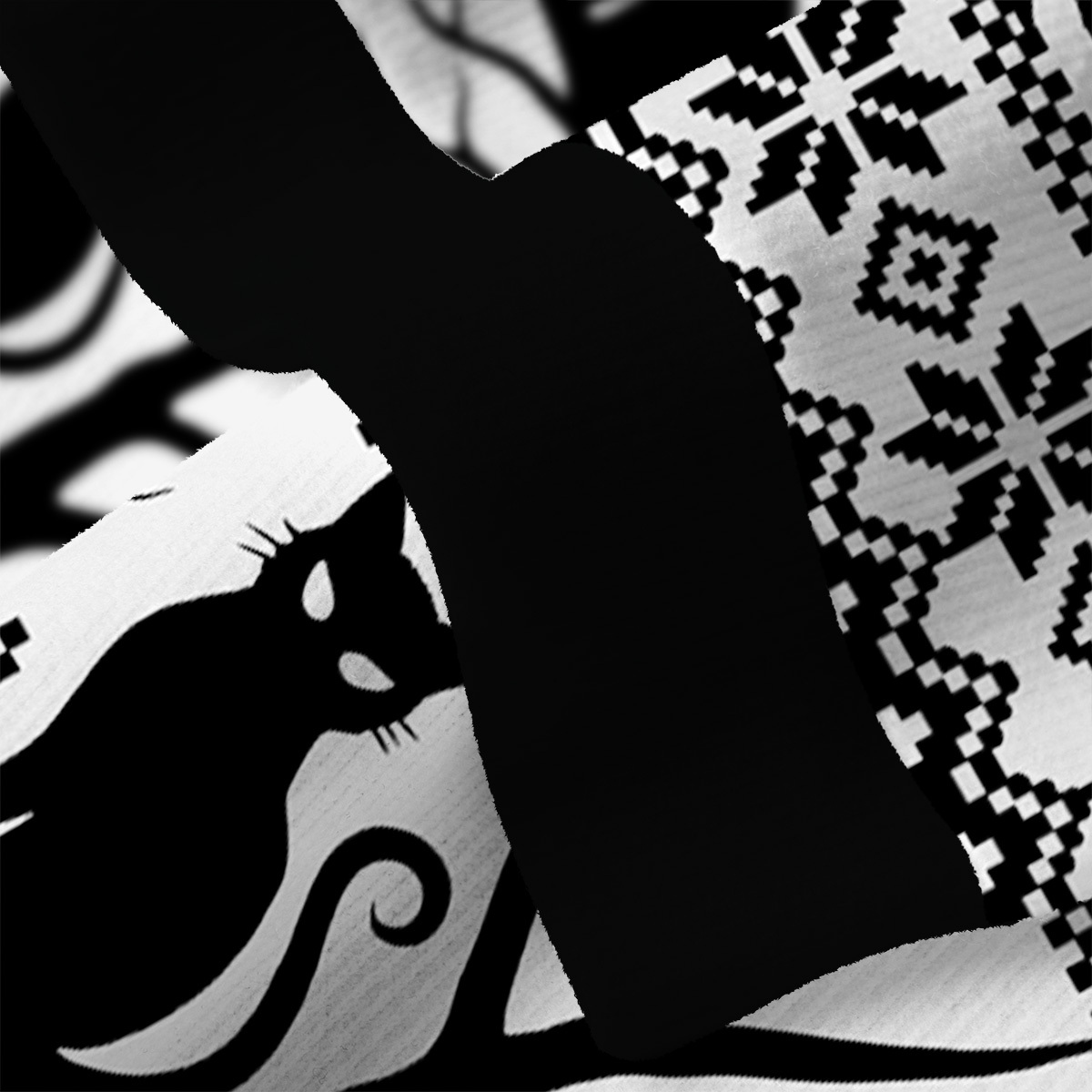 Purplehecate Moonlit Tree Guardian Black Cat Fuzzy Ugly Sweatshirt