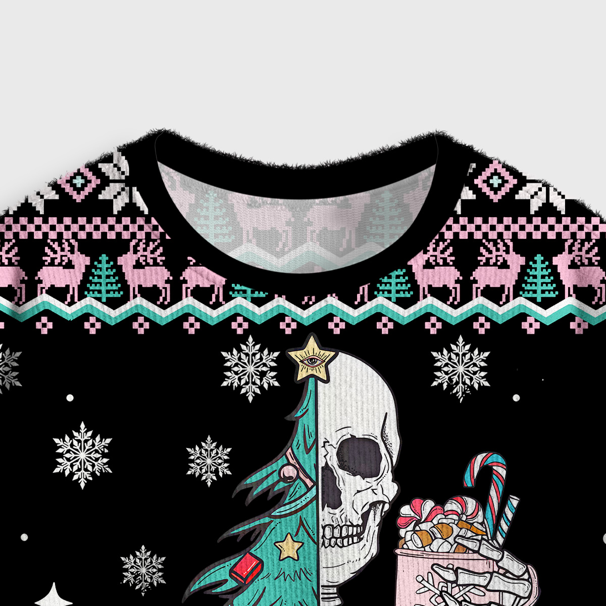 Purplehecate Sorta Merry Sorta Scary Christmas Crop Fuzzy Ugly Sweatshirt