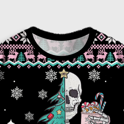 Purplehecate Sorta Merry Sorta Scary Christmas Crop Fuzzy Ugly Sweatshirt