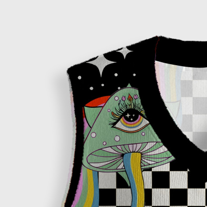 Purplehecate Enchanted Mushroom Eye Blossom Ugly Sweater Vest