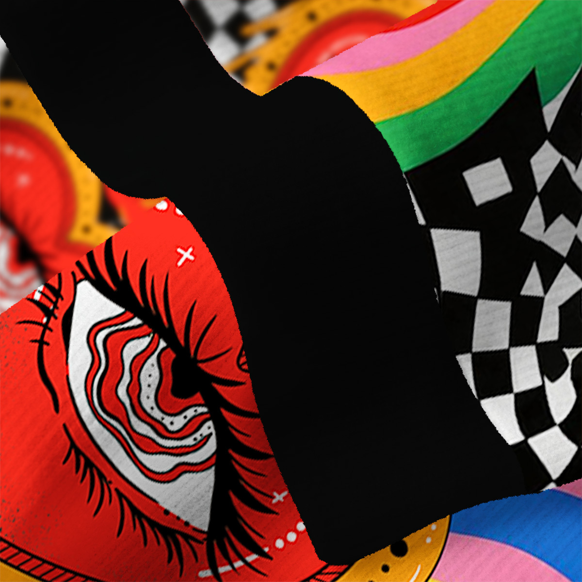 Purplehecate Trippy Rainbow Heart Eye Knit Ugly Cardigan Sweaters