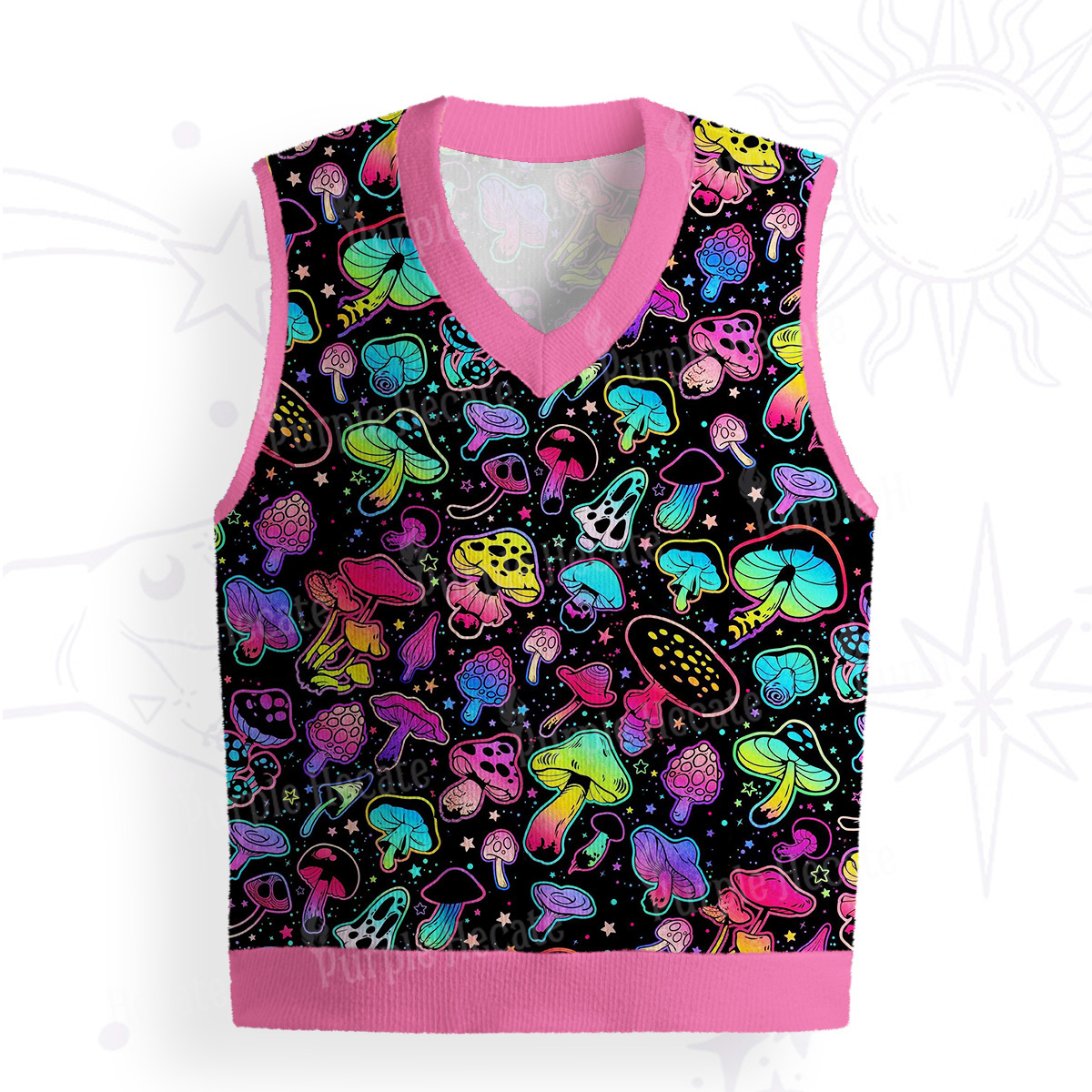 Purplehecate Psychedelic Mushroom Rave Ugly Sweater Vest