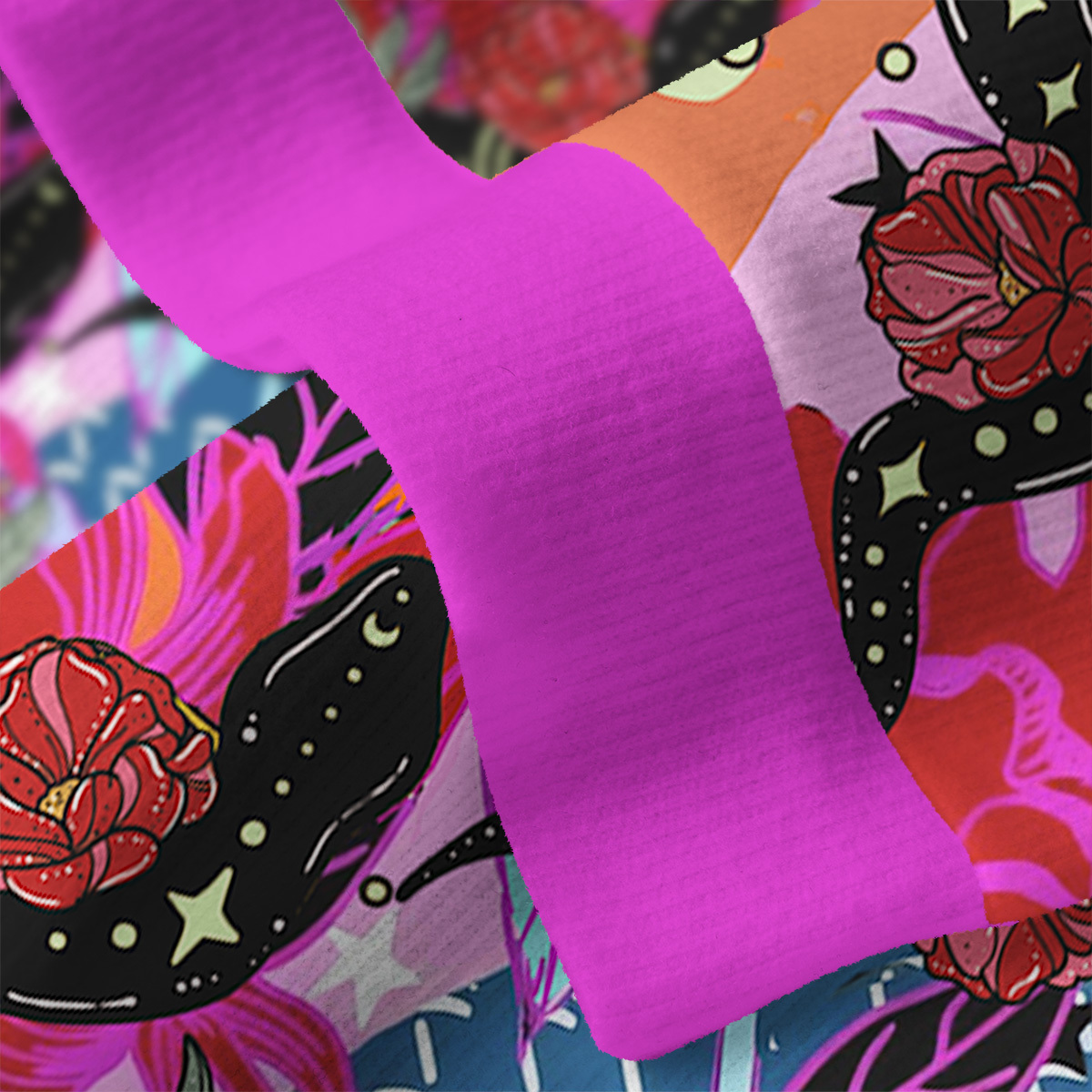 Purplehecate Enchanted Black Serpent & Floral Pattern Ugly Cardigan Sweaters