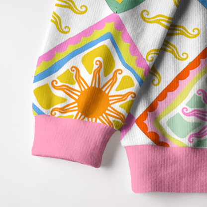 Purplehecate Colorful Sunshine Patchwork Fuzzy Ugly Sweatshirt