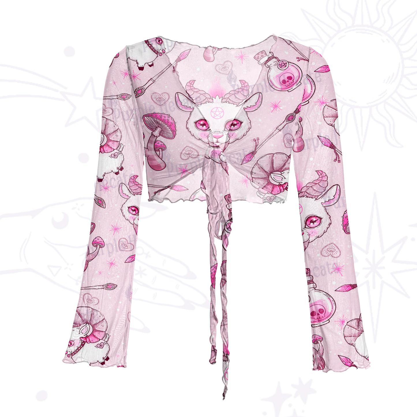 Purplehecate Pastel Occult Goat Mesh Tie Front Top