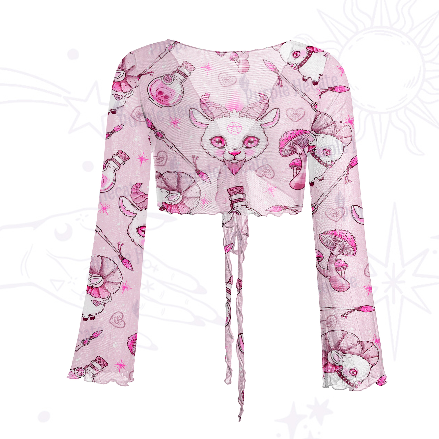 Purplehecate Pastel Occult Goat Mesh Tie Front Top