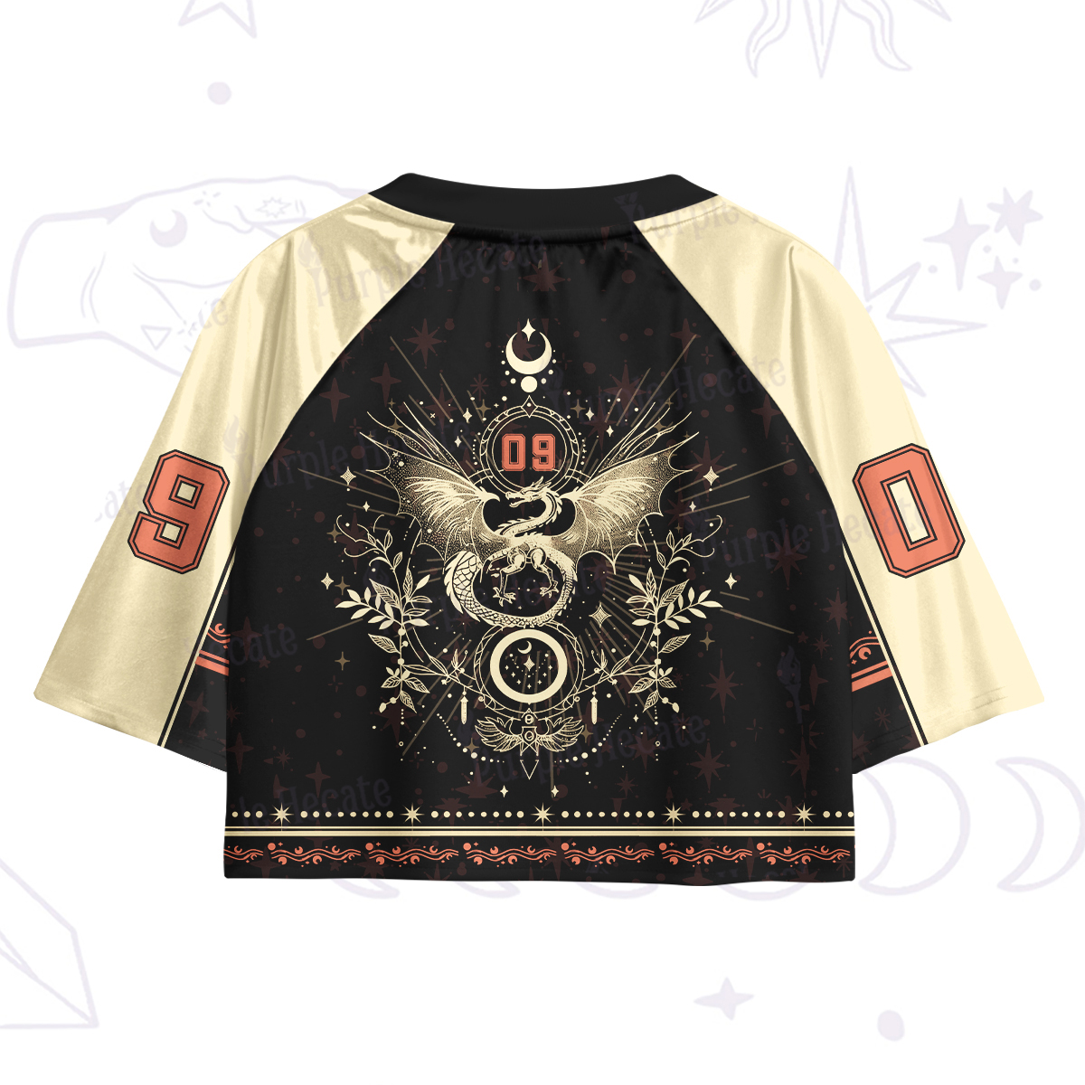 Purplehecate Celestial Dragon Moon Phase Crop Jersey Top