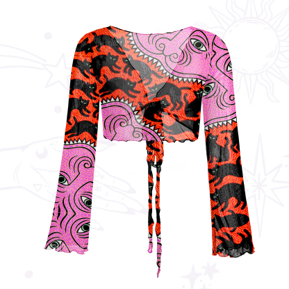 Purplehecate Cats for the Devil’s Feast Mesh Tie Front Top