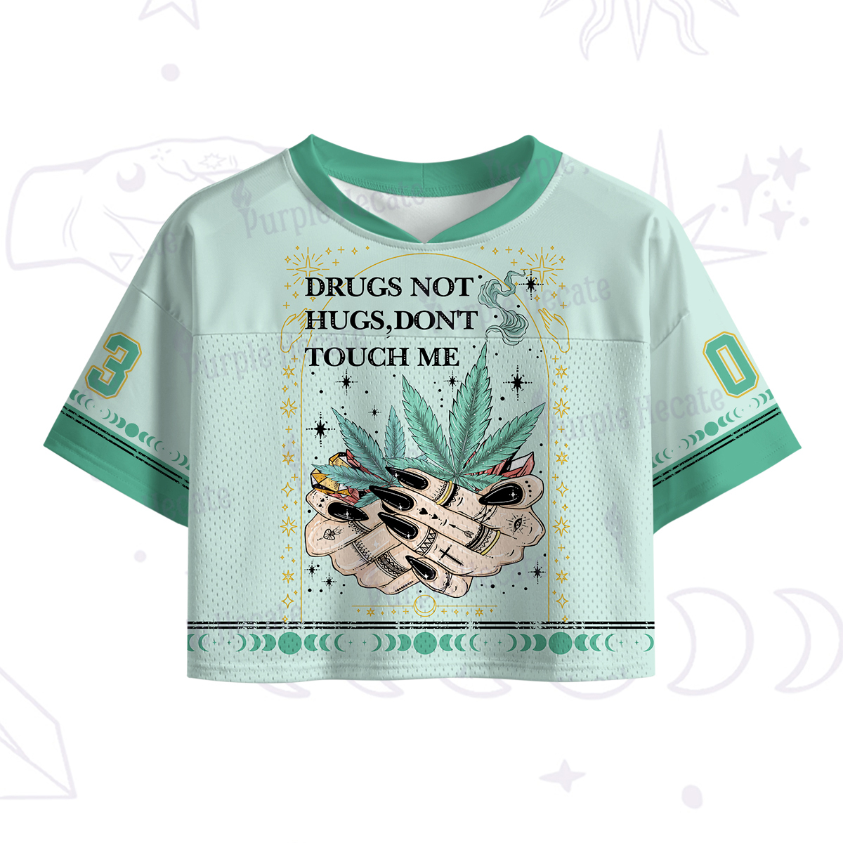 Purplehecate Drugs Not Hugs Crop Sports Jersey