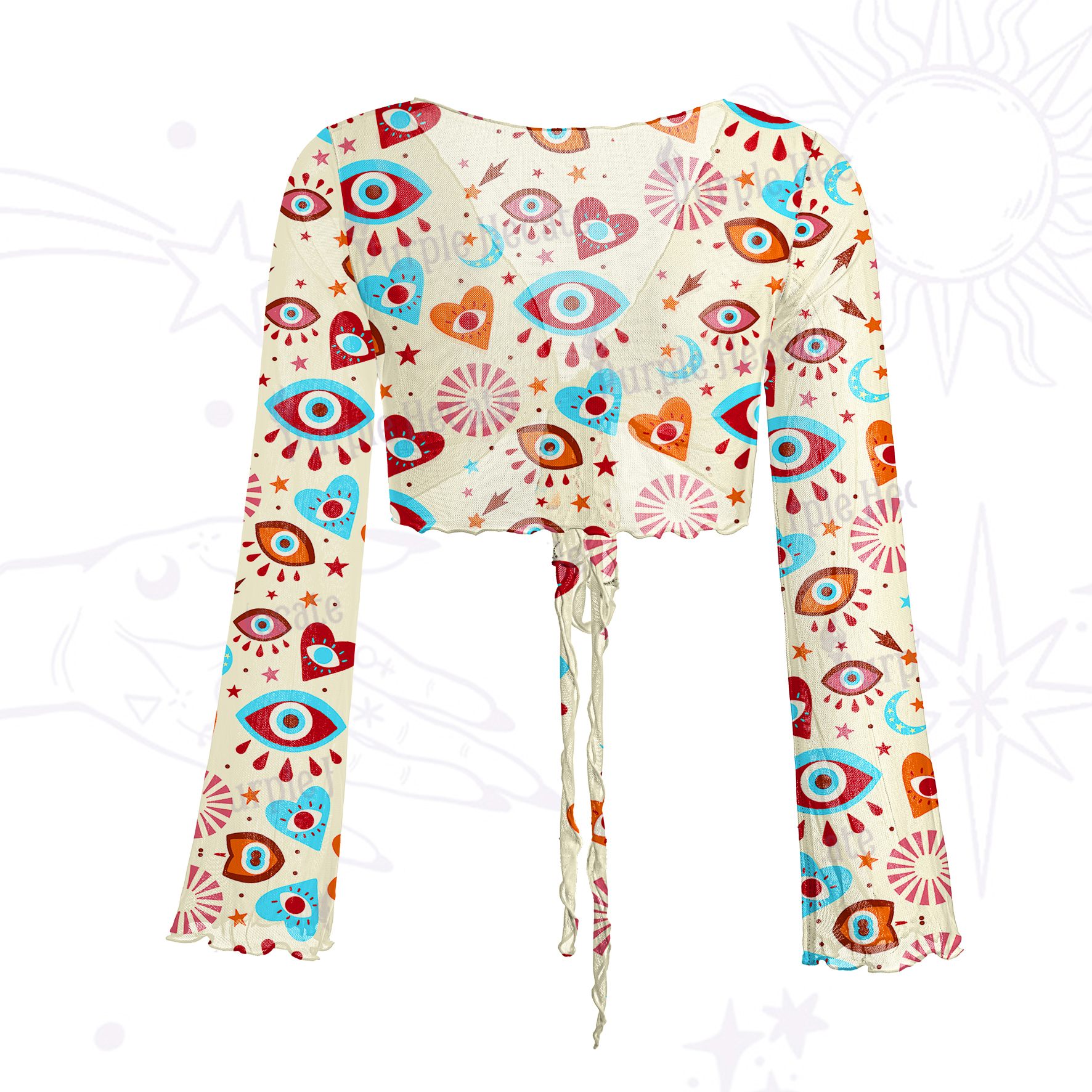 Purplehecate Protective Evil Eye Amulet Mesh Tie Front Top