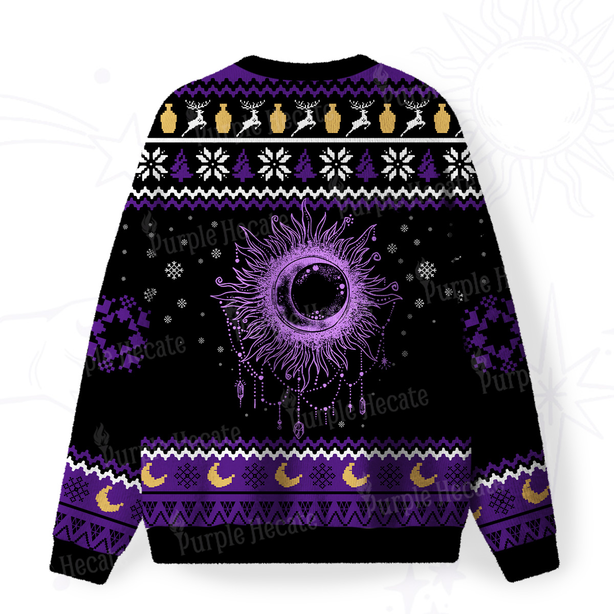 Purplehecate Starry Eye Fuzzy Ugly Christmas Sweatshirt