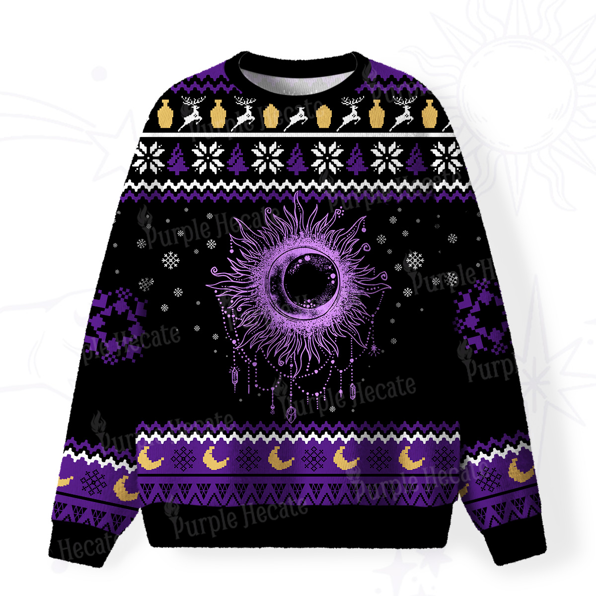 Purplehecate Starry Eye Fuzzy Ugly Christmas Sweatshirt