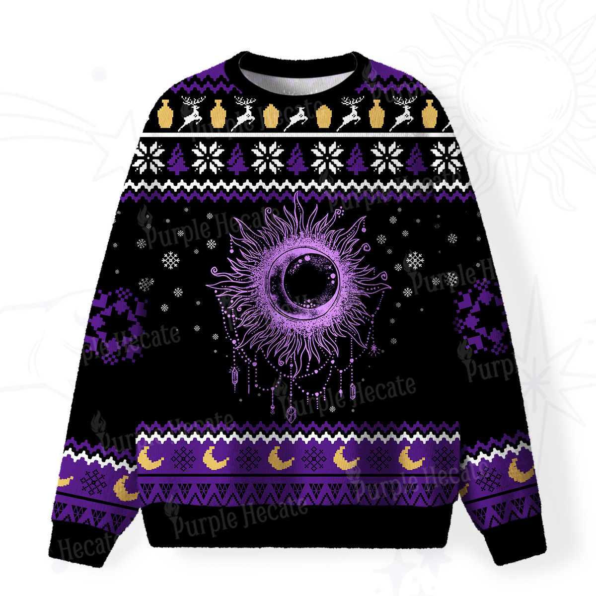 Purplehecate Starry Eye Fuzzy Ugly Christmas Sweatshirt