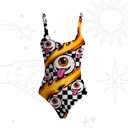 Purplehecate Flaming Eyeball Chaos Tank One Piece Swimsuit