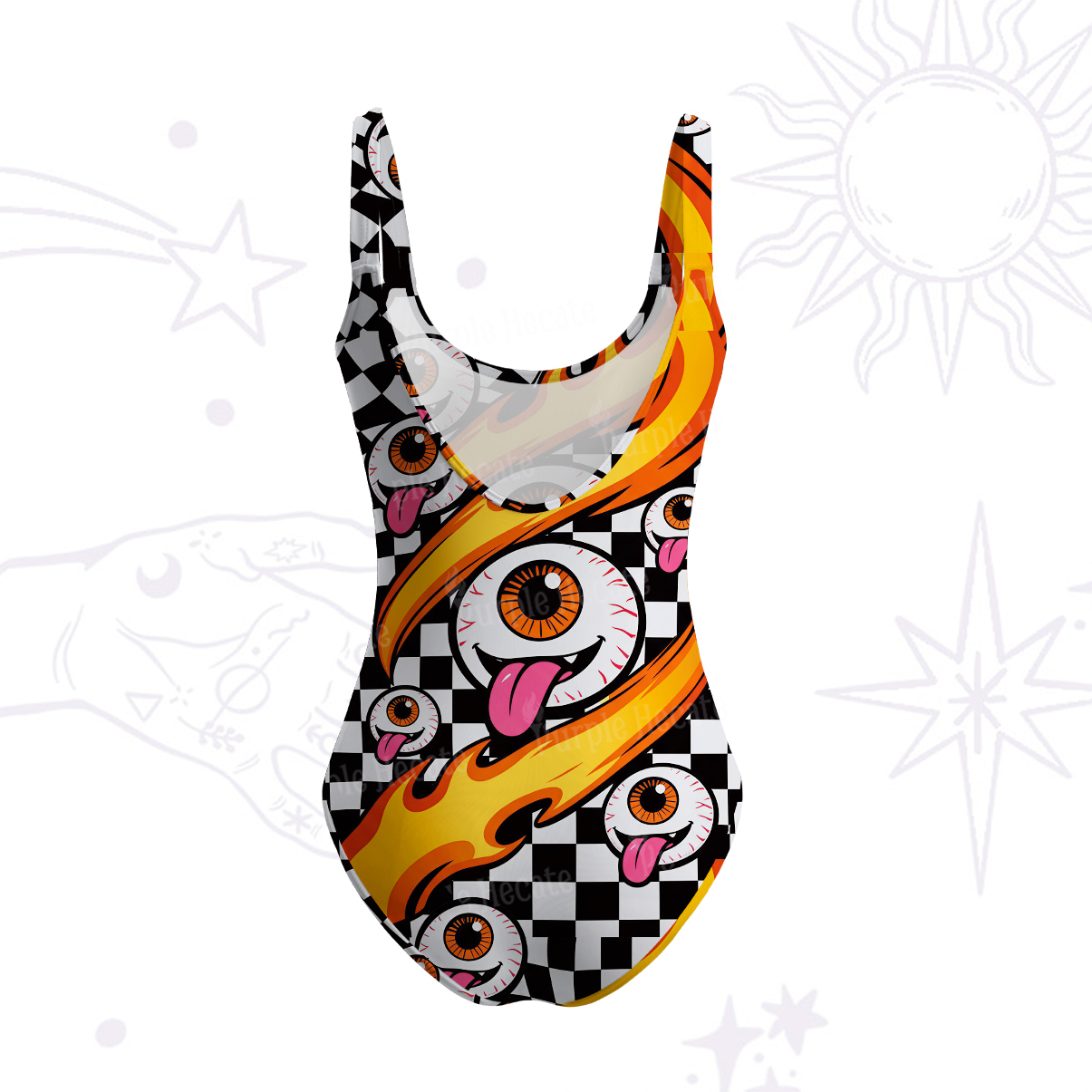 Purplehecate Flaming Eyeball Chaos Tank One Piece Swimsuit